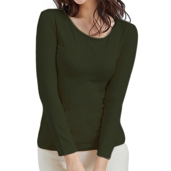 dasy Tops - Warm Deep Green Long Sleeve Top
